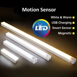 Lámpara LED con Sensor de movimiento PIR, luz nocturna regulable, recargable, para escaleras, armario, habitación, pasillo, tubo, barra, Bombilla detectora