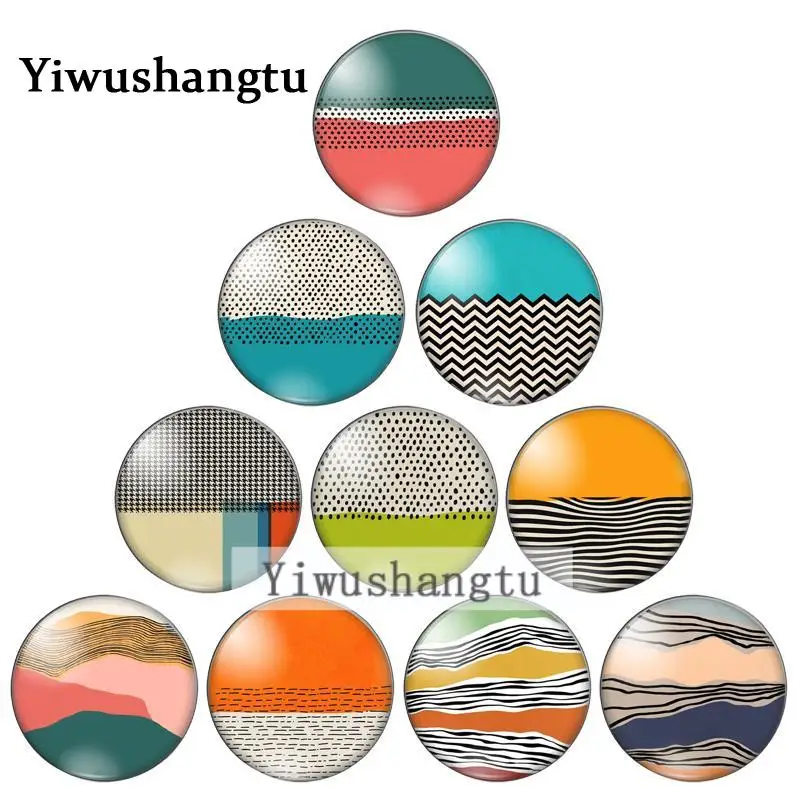 Nice art dot strip Colourful pattern 12mm/20mm/25mm/30mm Round photo glass cabochon demo flat back Making findings