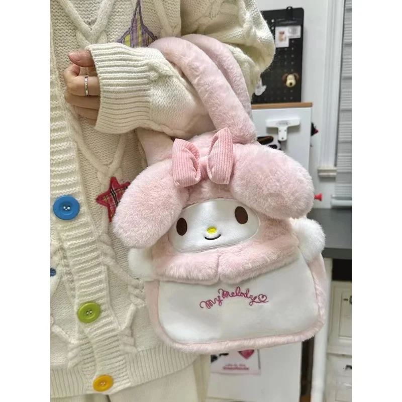 2023 nuove borse a tracolla in peluche Sanrio Kawaii Hello Kitty borse a tracolla per le donne Cute Melody Handbag regali di compleanno per le ragazze