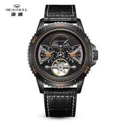 Möwe 6167 Herren uhr Schwungrad mechanische Uhren Dual Time Zone Kalender Display Saphir Sport Luxus Armbanduhr neu h