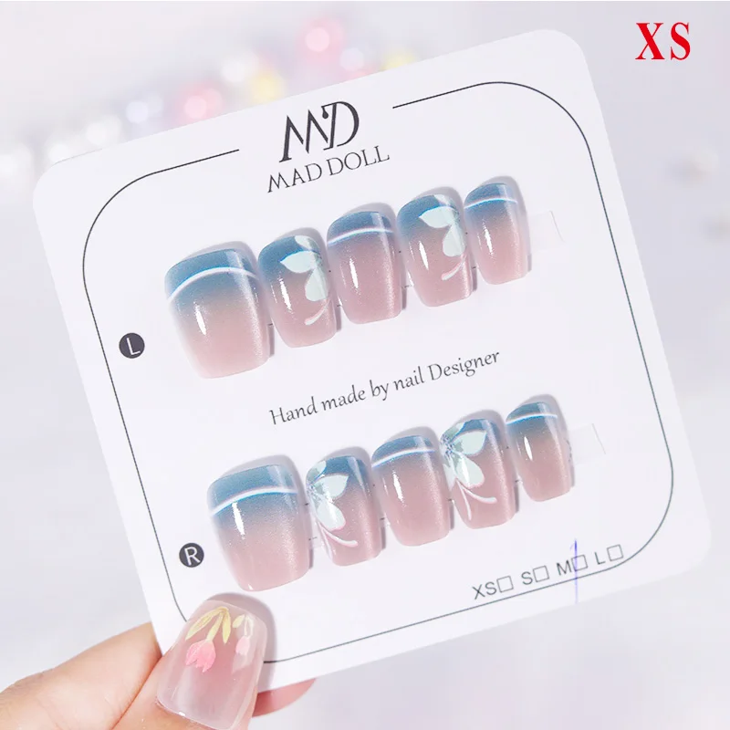 UR SUGAR 3/4 pezzi Set di unghie Flase Stampa fatta a mano sulle unghie Colla solida Gel Remover Breve copertura completa Punte per unghie artificiali Rimovibili