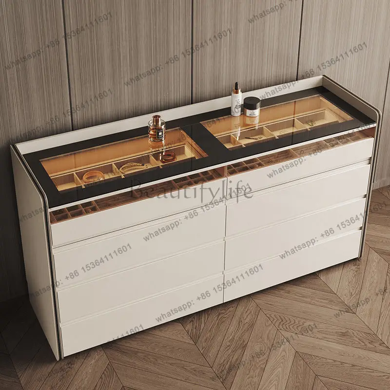 

Light luxury chest of drawers Bedroom storage cabinet Simple modern dresser Integrated bedside jewelry storage display cabinet