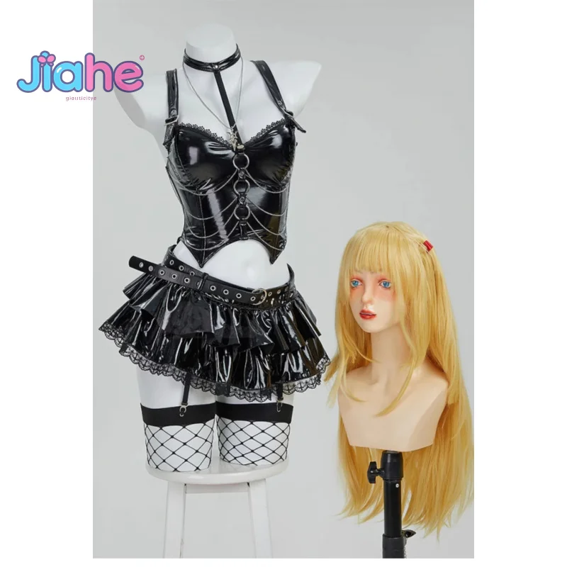 

MisaMisa аниме Death Note косплей костюм для женщин и мужчин сексуальная кожаная короткая юбка ожерелье носки комплект аксессуаров униформа на Хэллоуин