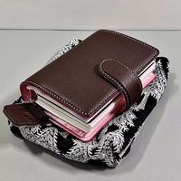 Strawberry Chocolate color  notebook A7 binder soft leather portable notepad with inner page
