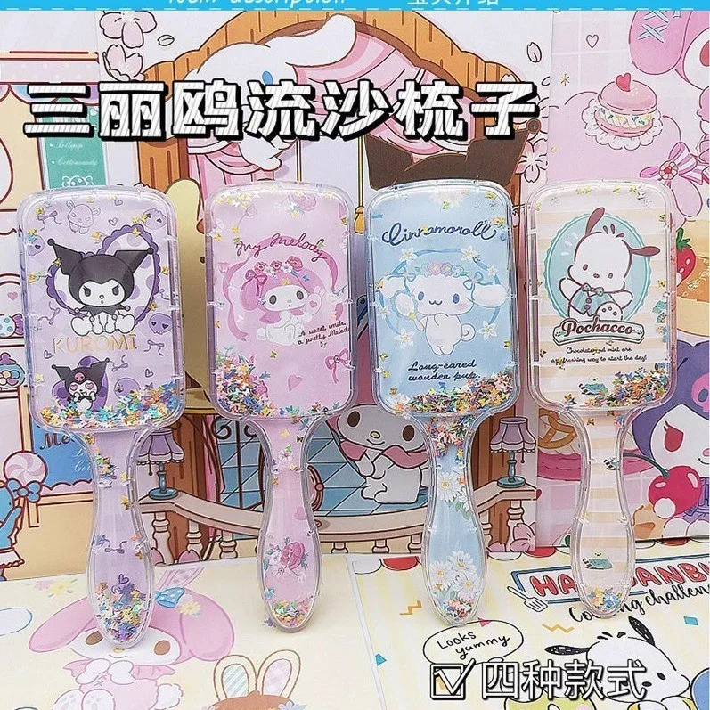 Sanrio Cinnamoroll Kuromi Mymelody peines de masaje de cuero cabelludo de dibujos animados de Anime Kawaii, cepillo para el cabello, cepillos para el cabello húmedo, peines ahuecados DIY