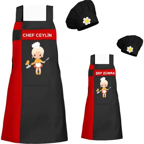 Medusa Forma Personalized Custom Embroidered Mother Girl Bib Analı Kızlı Kitchen Chef Bib Chef Apron Kombinleri