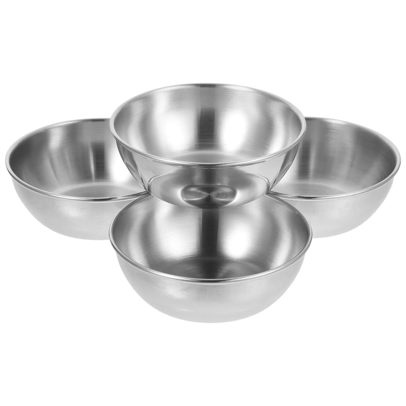 Juego de 4 Platos para Salsas de Acero Inoxidable, Redondos, Poco Profundos y Anchos, para el Hogar, Restaurantes y Servicios de Catering, para Salsas Dulces, Ácidas, Mantequilla, Chutney y Aceitunas
