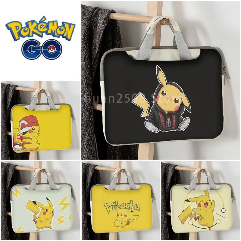 Anime Pokemon Pikachu Laptop Bag 13 15 14 Inch Waterproof Notebook Bag Sleeve for Macbook Case Huawei Shoulder Handbag Briefcase