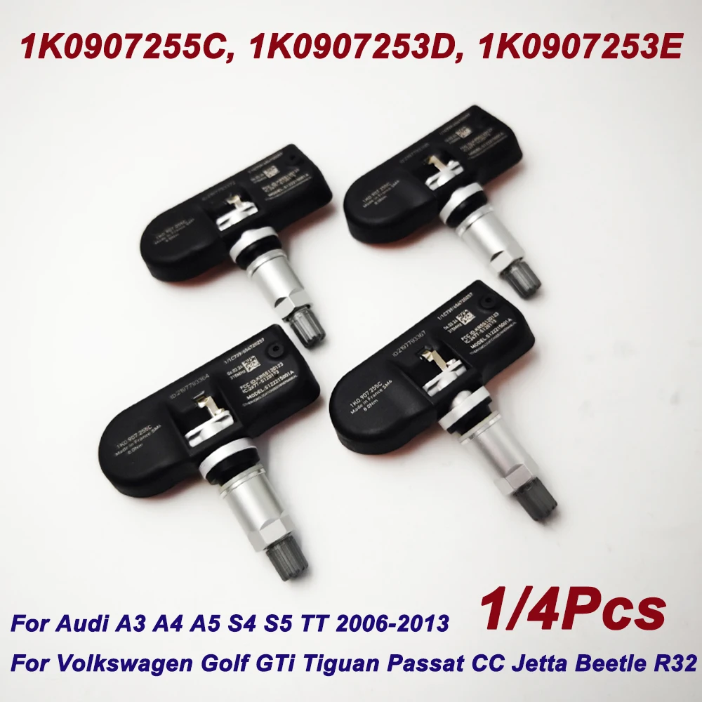 Датчик давления в шинах для Audi A3 A4 A5 S4 S5 VW Golf Passat CC Jetta 1K0907255C 1K0907253D 1K0907253E 315 МГц TPMS