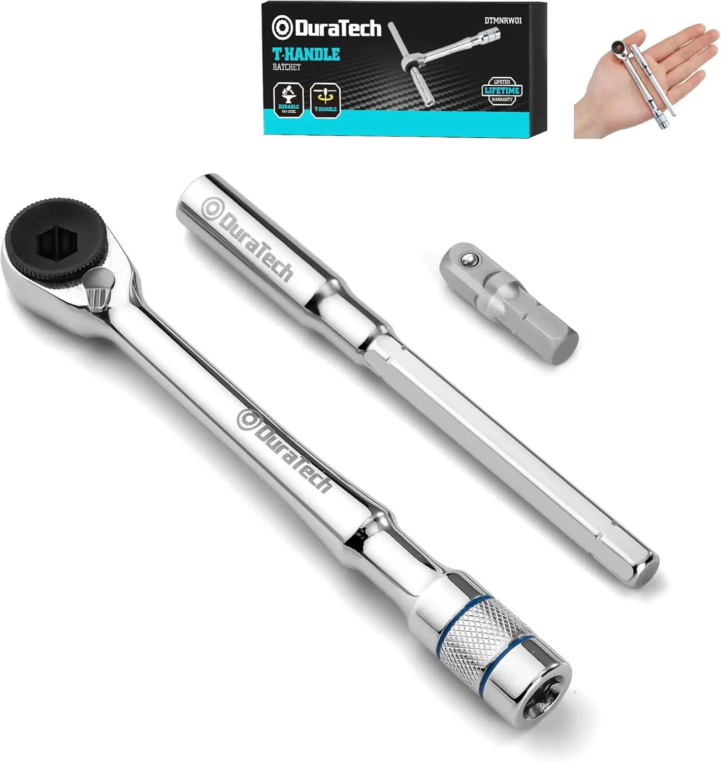 

Mini 1/4" T-Handle Ratchet Wrench Set with Hex Bit Extension & Adapter, Portable Repair Tool for Tight Spaces