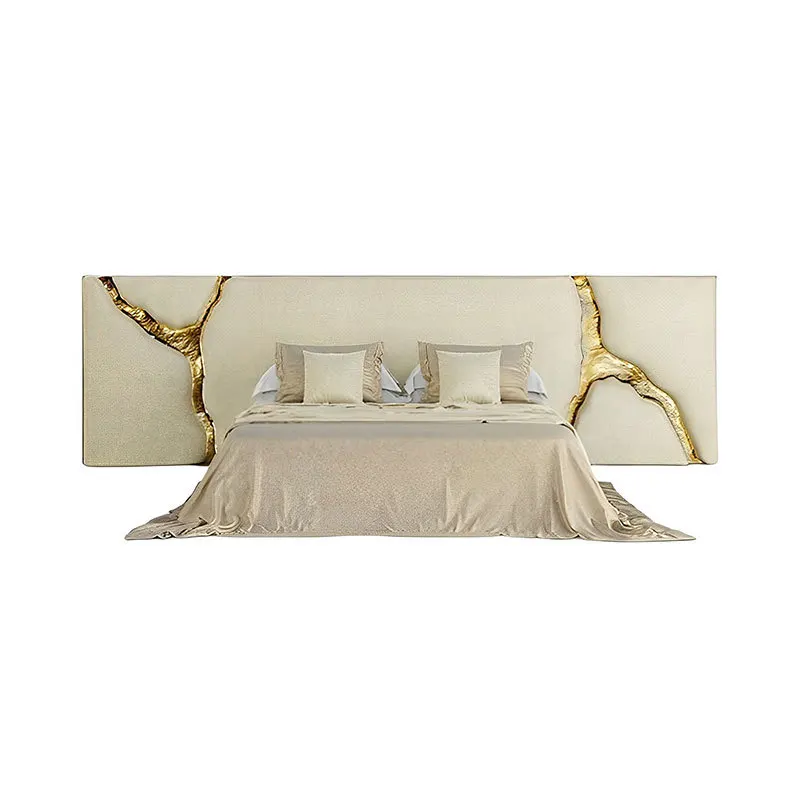 Light luxury matte leather double bed villa mansion designer bedroom widescreen bed