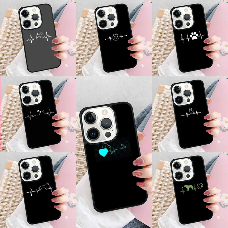 Love dogs heartbeat Phone Case Cover for iPhone 16 Promax 15 Pro 13 14 Plus 11 12 Mini XR XS MAX Coque