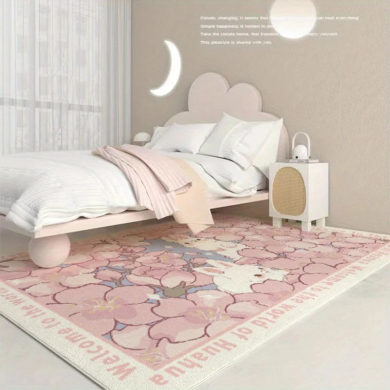 VIKAMA European Countryside Girl Style Carpet Living Room Bedroom Decorative Carpet Soft Machine Washable Carpet Home Decor