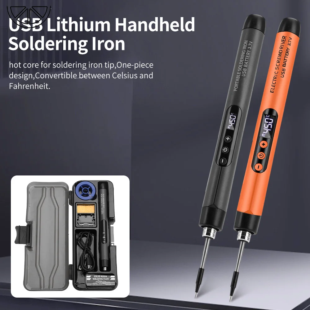 1000mah Battery USB Digital Display Soldering Iron Type C Interface Mini Soldering Iron Set 260-420 ℃ Five Temperature Switching