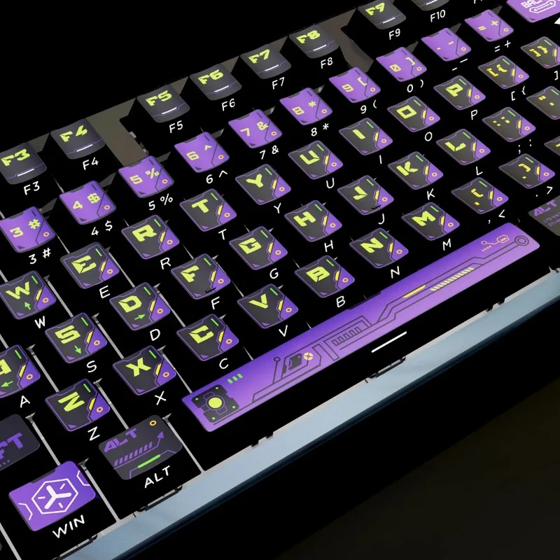 Imagem -02 - Purple Power Shadow Theme Keycaps Pbt Keycap Lado Gravado Translúcido Cereja Perfil Key Caps para Teclado Mecânico