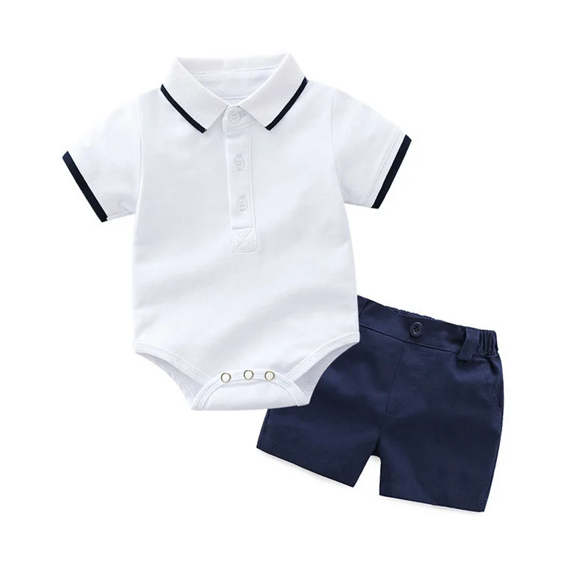 Children's Clothing Short Sleeve Boys Polo Foreign Trade Infant and Child Climbing Clothing Casual Shorts Set, Children's Romper