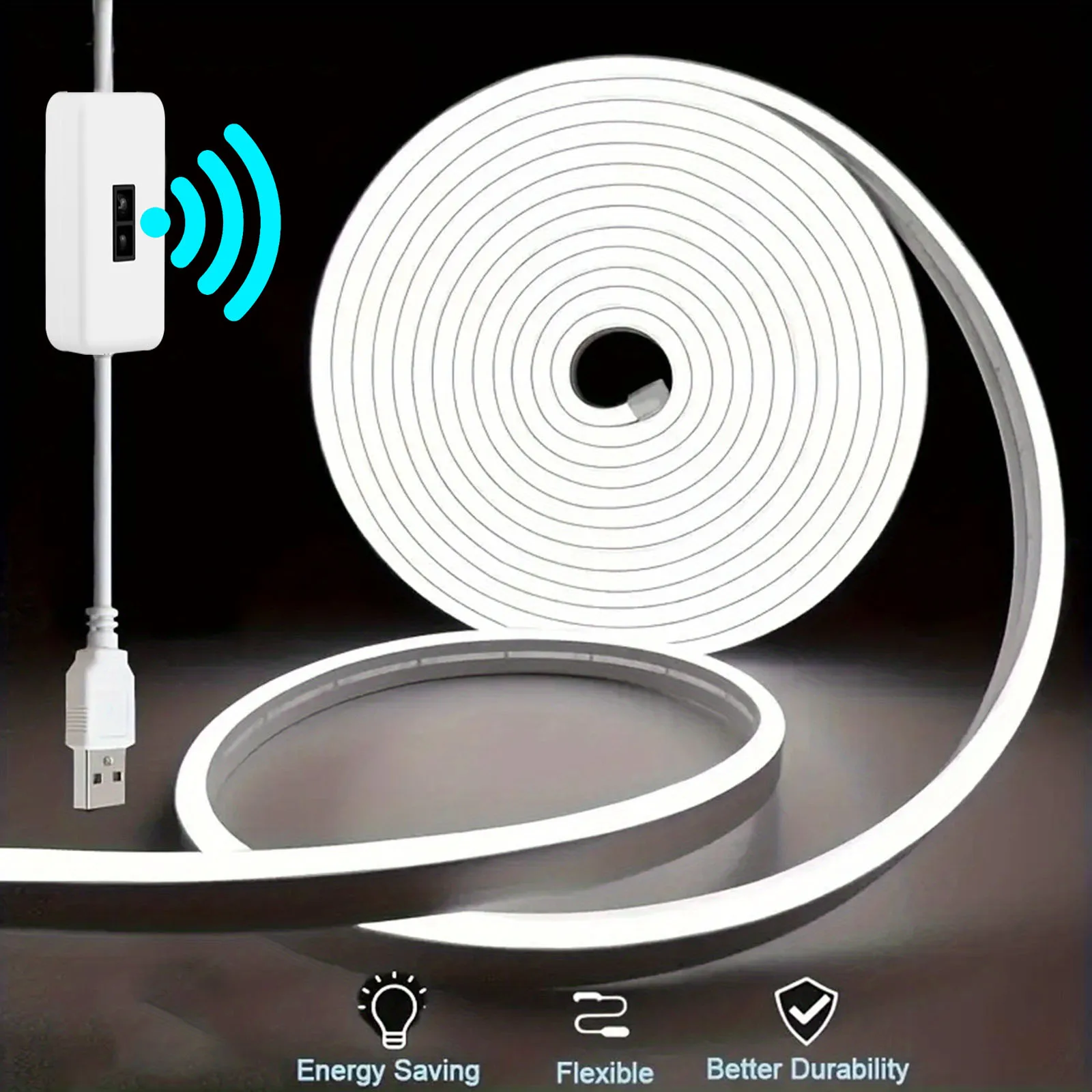 모션 센서 네온 LED 라이트 스트립 USB 디 밍이 가능한 스위치 네온 사인 유연한 실리콘 로프 Tupe 홈 야외 장식에 대 한 방수