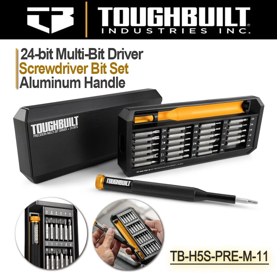 

TOUGHBUILT Screwdrivers Bits Set Precision 24-bit Aluminum Handle Multi-bit Assorted Drive Screwdriver Set TB-H5S-PRE-M-11