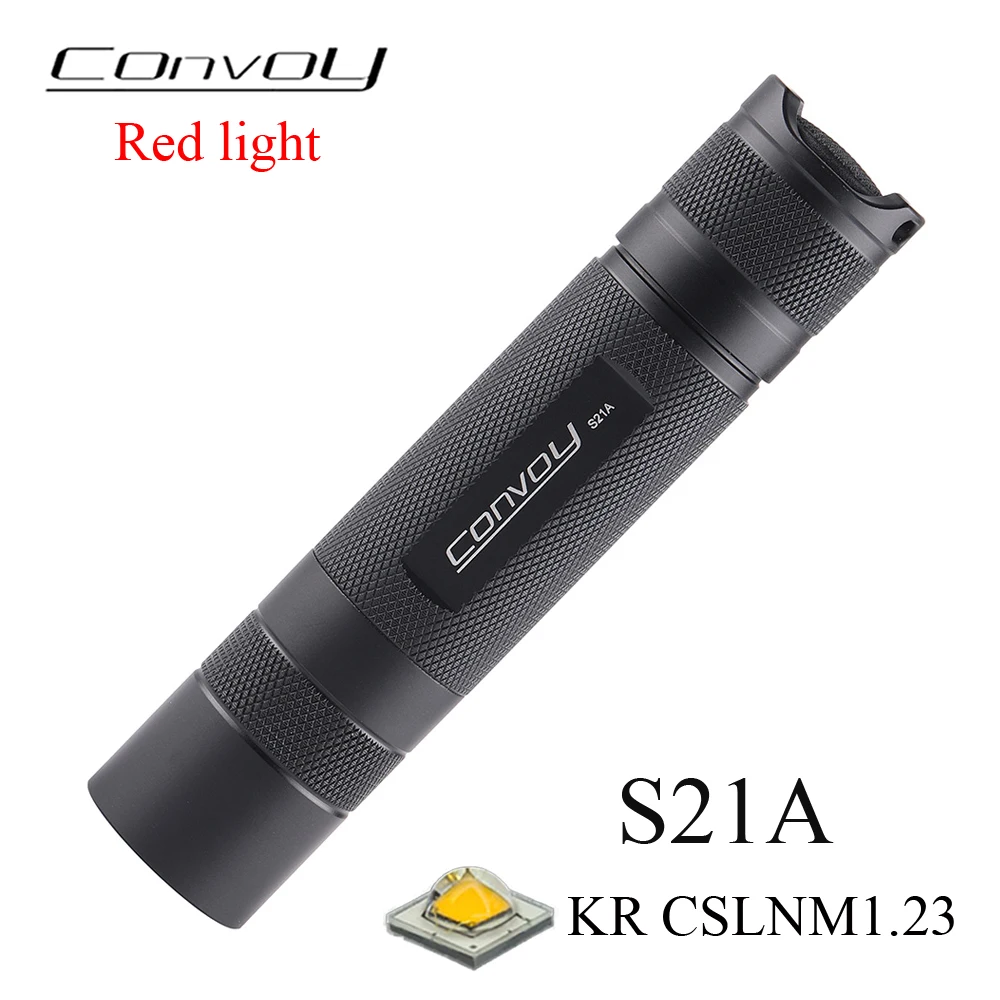 Convoy S21A Red Light Flashlight KR CSLNM1.23 Led Lanterna 21700 High Power Torch Camping Hunting Linterna Portable Flash Light