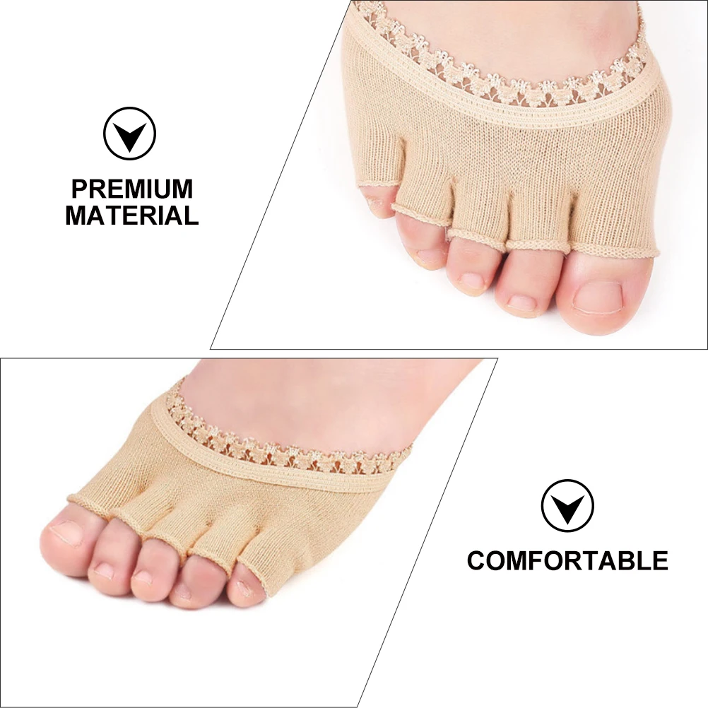 

Lace Five-finger Socks Women Half Palm Shallow Mouth Sole Pads Toe Topper Soft Comfortable Durable Breathable Moisture