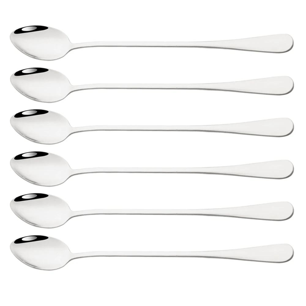 6Pcs Coffee Spoon Ice Cream Dessert Tea Stirring Spoon Kitchen Accessories Bar Tools Long Handled Spoons Stainless Steel Set