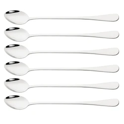 6Pcs Coffee Spoon Ice Cream Dessert Tea Stirring Spoon Kitchen Accessories Bar Tools Long Handled Spoons Stainless Steel Set
