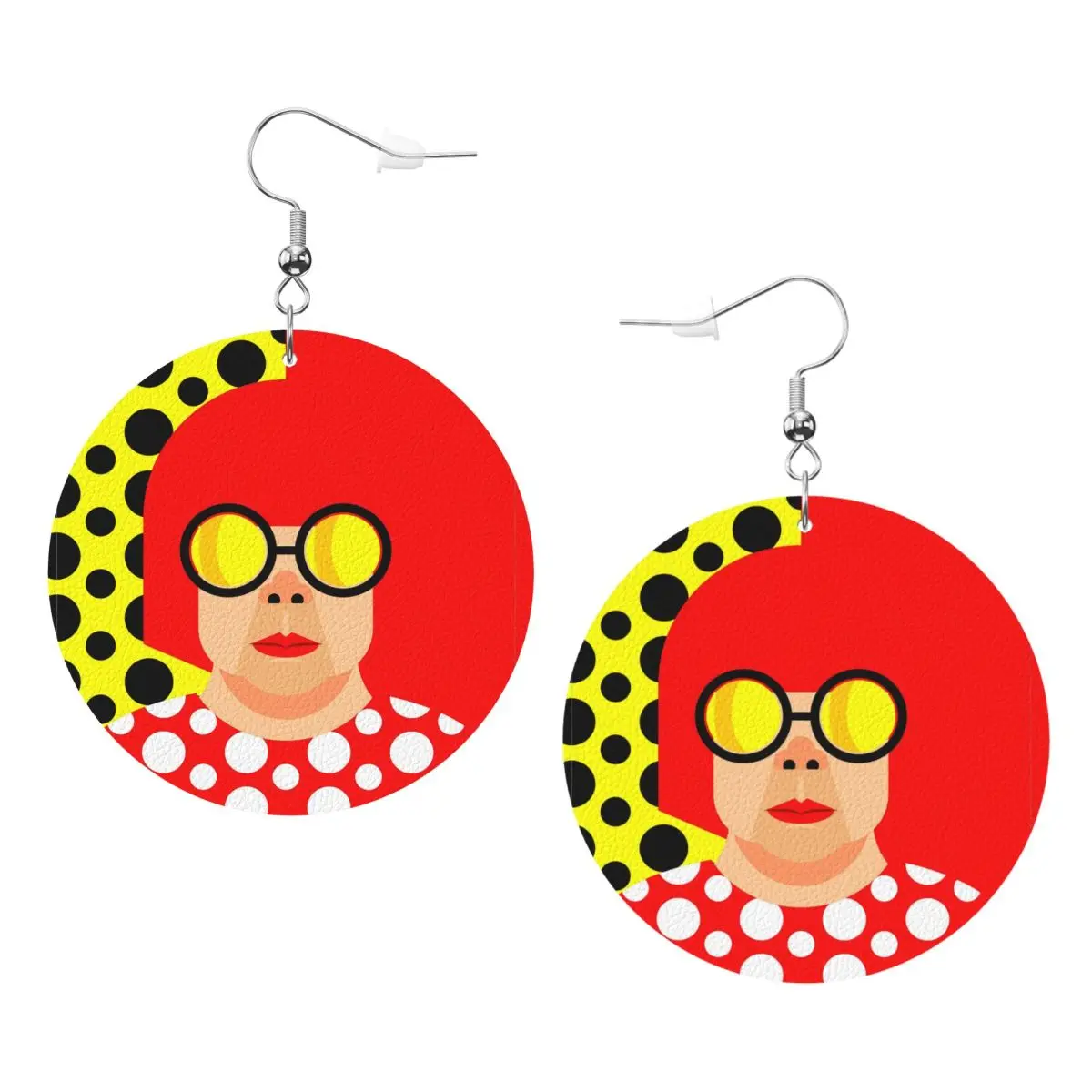 

Custom Yayoi Kusama Leather Teardrop Earrings Fashion For Women Abstract Art Jewelry Accessories For Valentine's Day