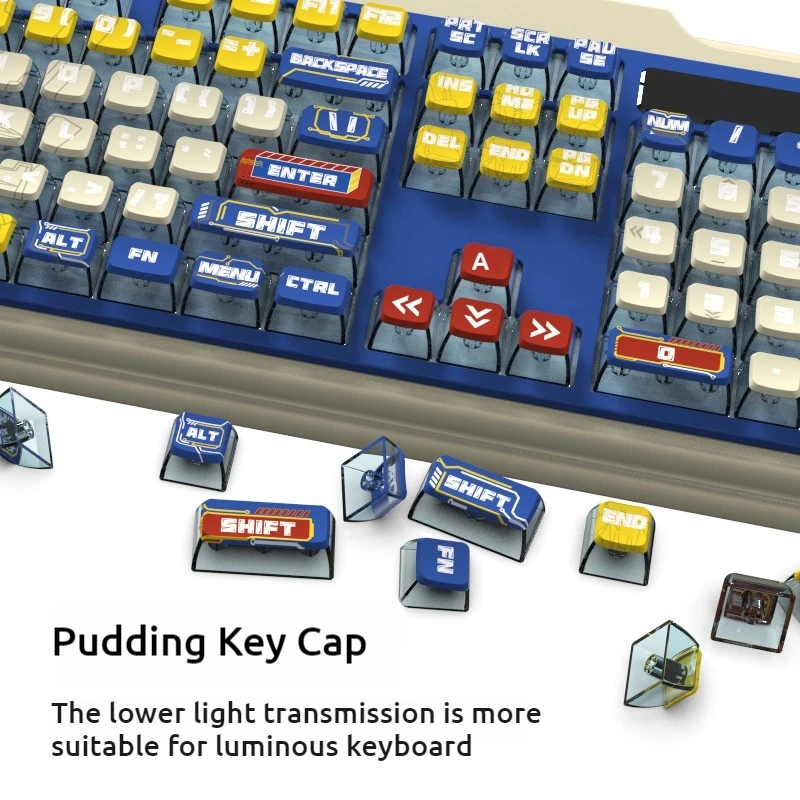 Pbt Sublimation Mecha Technology Style Pudding Keycap Personalized Full Set Cartoon Applicable Keys 61/65/68/75/81/87/98/104/108