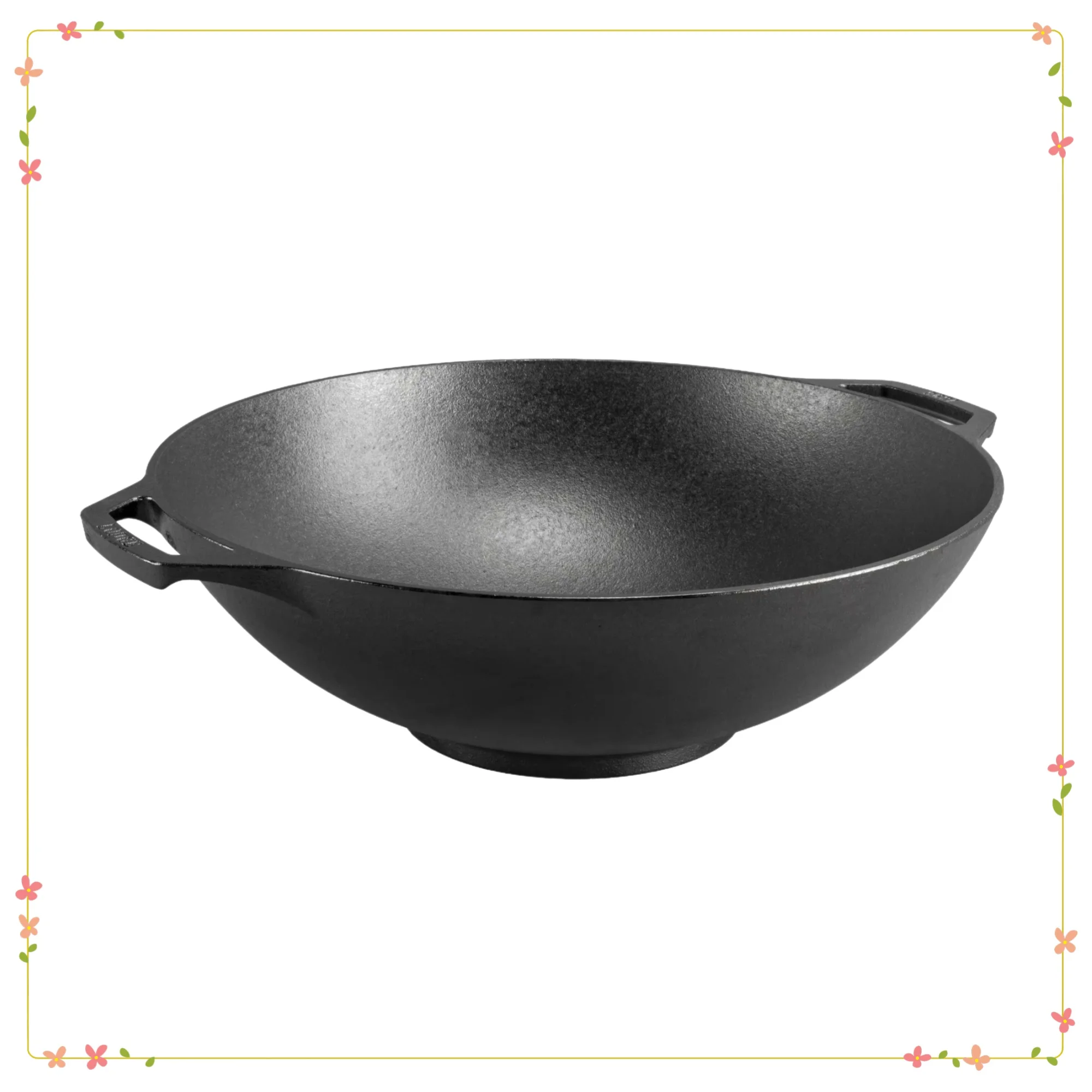 

14 Inch Seasoned Cast Iron Wok, Pre-Seasoned Stir Fry Pan for High Heat Cooking, Stir Frying & Asian Cuisine