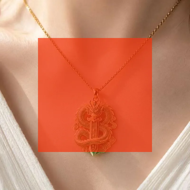 Purple Jade Dragon  Pendant With Gold Accents Exquisite Carving For Daily Wear Gifting Dragon Culture Collection