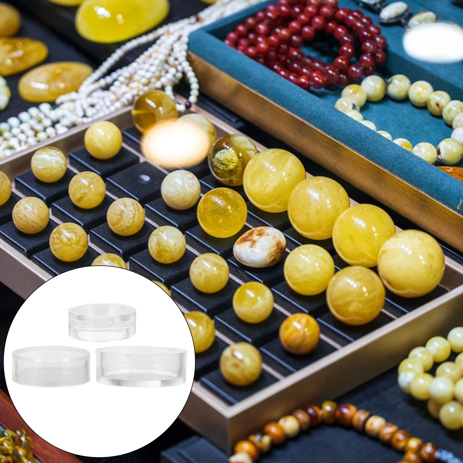 

15pcs Transparent Acrylic Jewelry Stand Clear Sphere Holder Stands for Ring Ball Display Durable Stable Modern Design Suitable