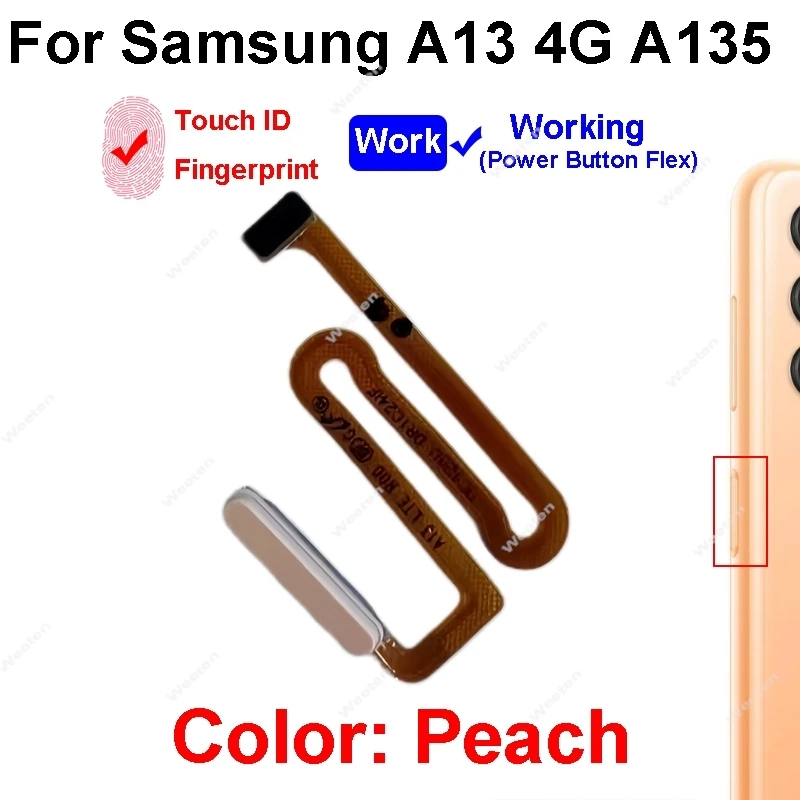 Sensor de impressão digital touch id conector cabo flexível com botão liga/desliga para samsung galaxy a13 4g 5g a135 a136 peças