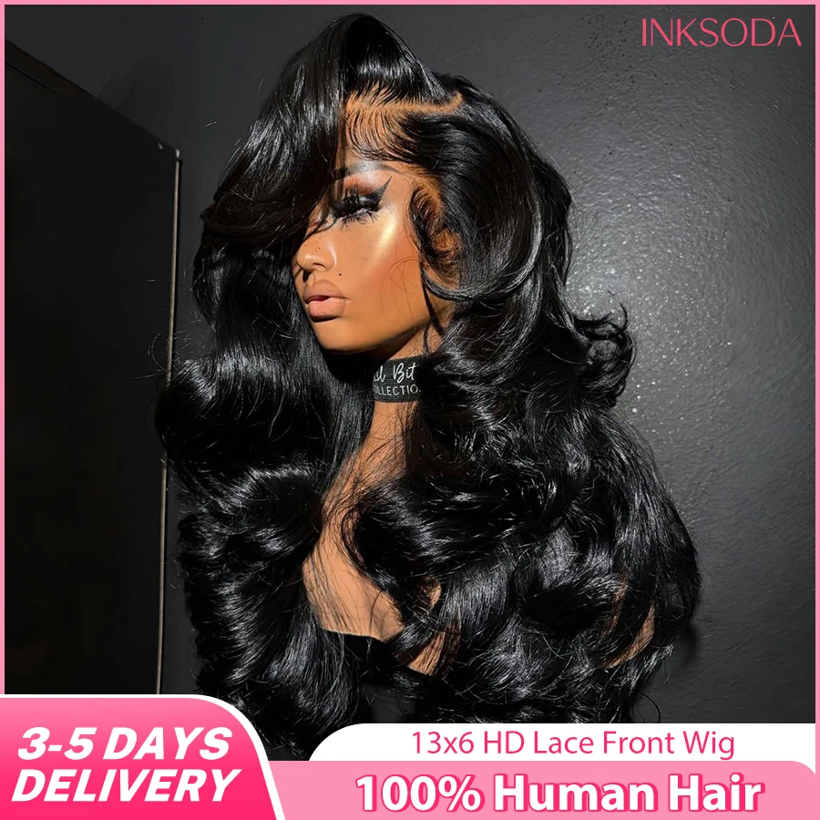 

30 40 дюймов Объемная волна 13x6 HD Парик фронтальной части шнурка Человеческие волосы 13x4 Парики фронта шнурка Бразильские предварительно сорванные кружева для женщин