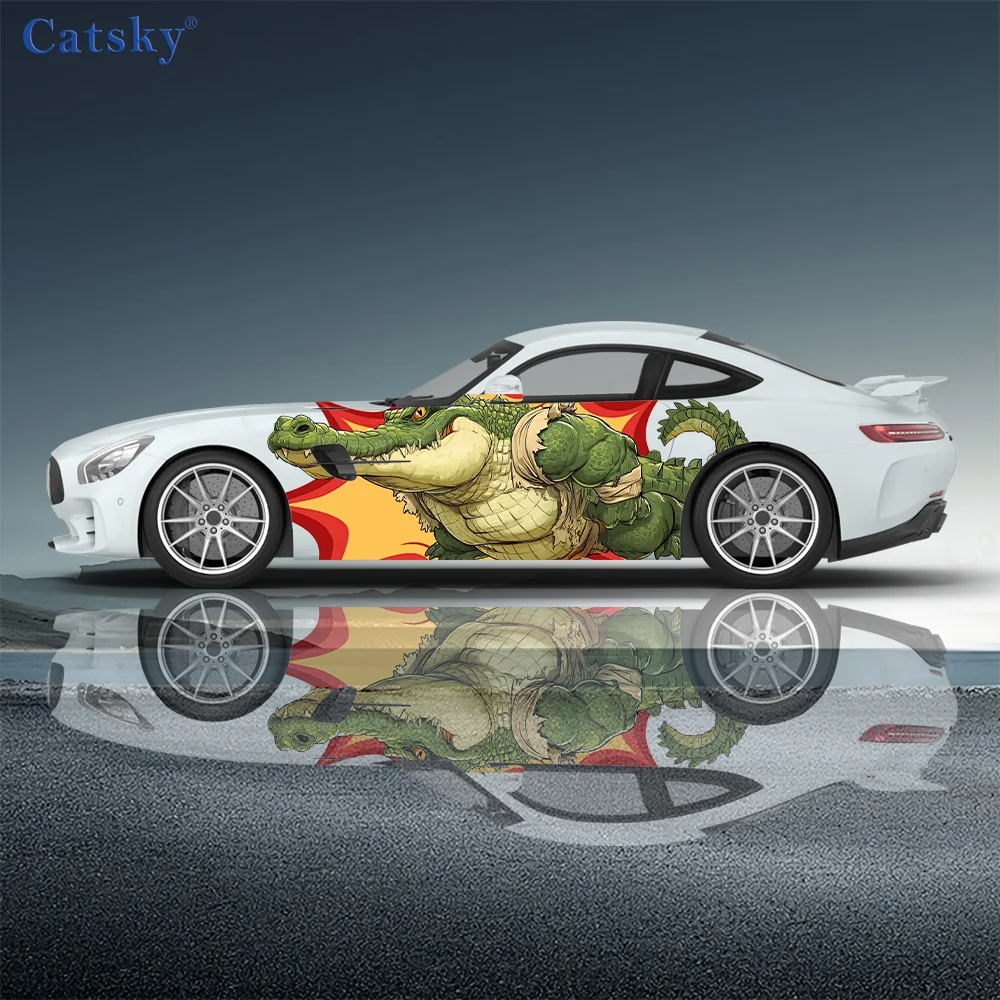 الكرتون التمساح نمط سيارة الفينيل يلتف ملصق مائي ذاتي اللصق PVC مناسبة للشاحنات SUV الديكور اكسسوارات السيارات