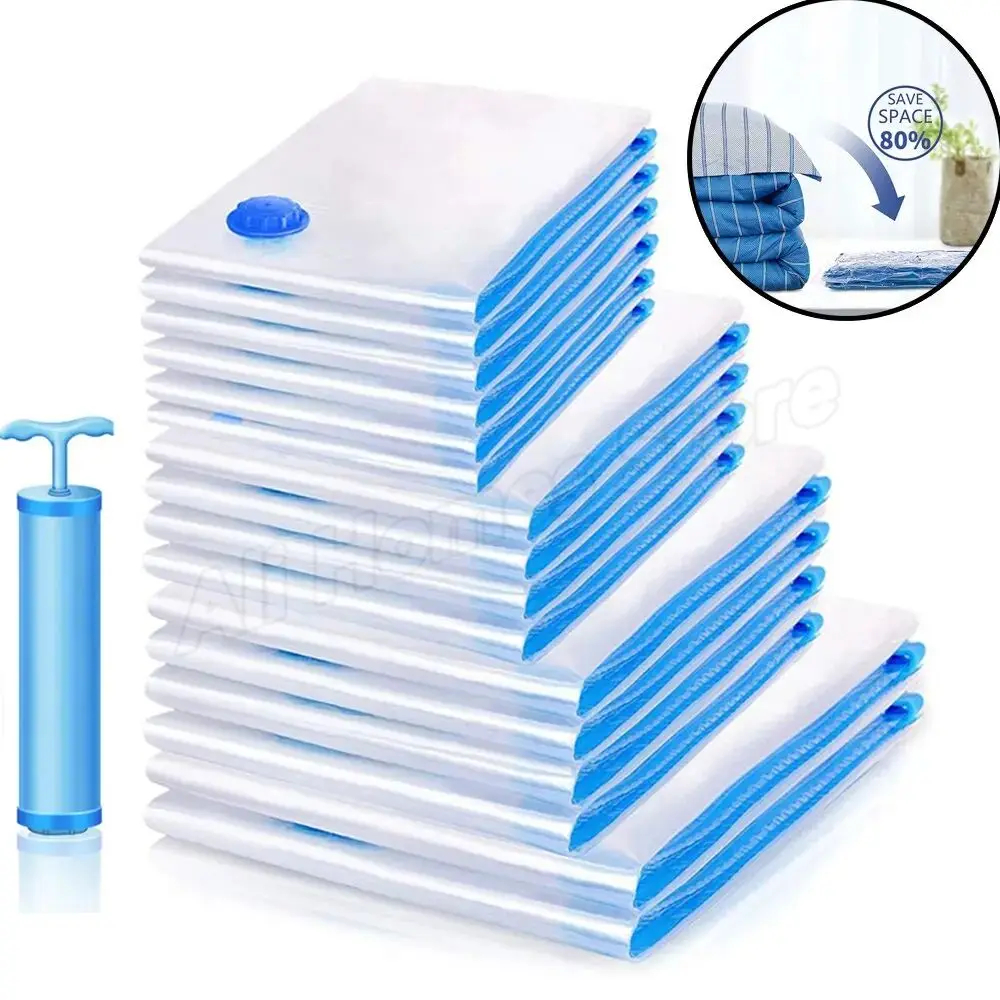 Kit 5 Sacs De Rangement Sous Vide Avec Pompe Manuelle - Économiseur D'Espace Pour Vêtements Et Voyage