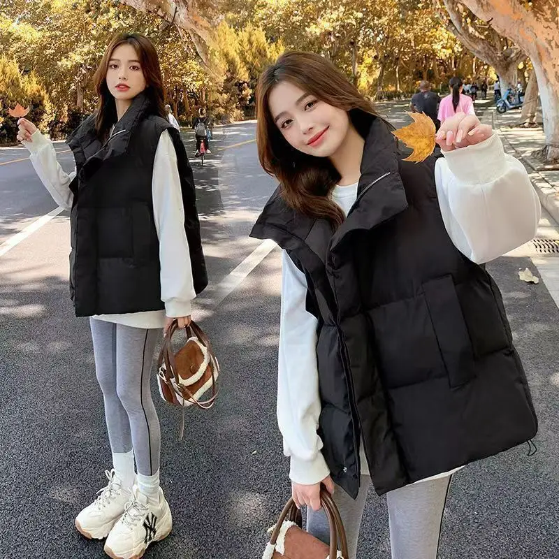 

Sleeveless Coat Ladies Autumn Winter 2025 New Cotton-padded Vest Jacket Women's Parkas College Style Short Small Outwear