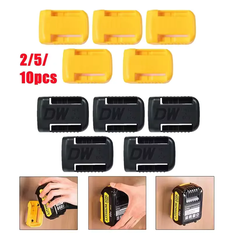 

Multi Piece Packs 2\5\10Units For Dewalt 18V20V60V Battery Wall Mount Organizers Storage Rack Display Hangers Belt Clip Holders
