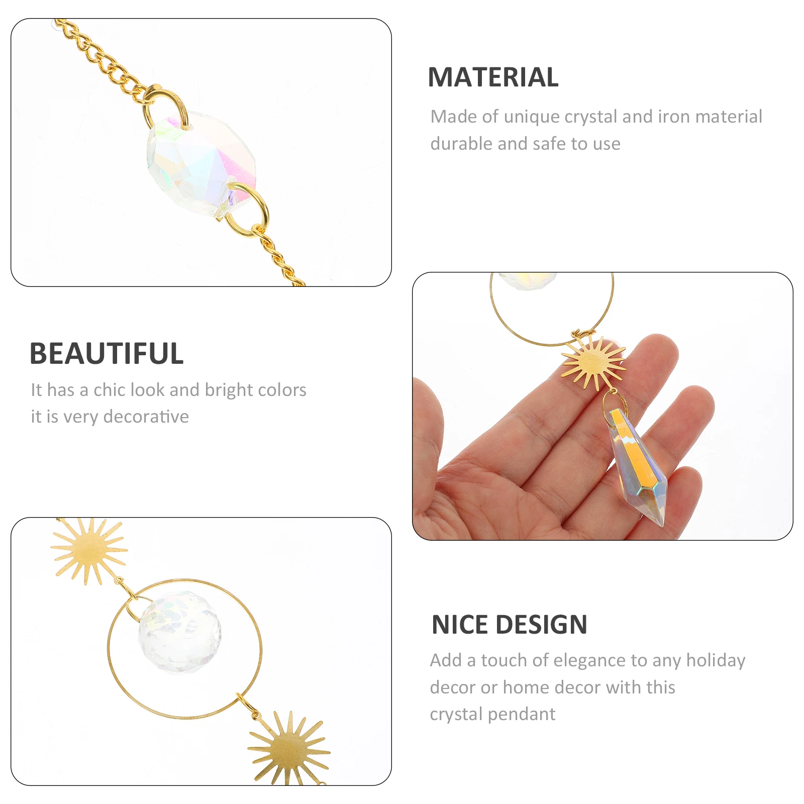 

Sun Catcher Pendant Crystal Hanging Decor Exquisite Car Ornament Delicate Wall Hanging Chandelier Chic Garden Auto Pendant