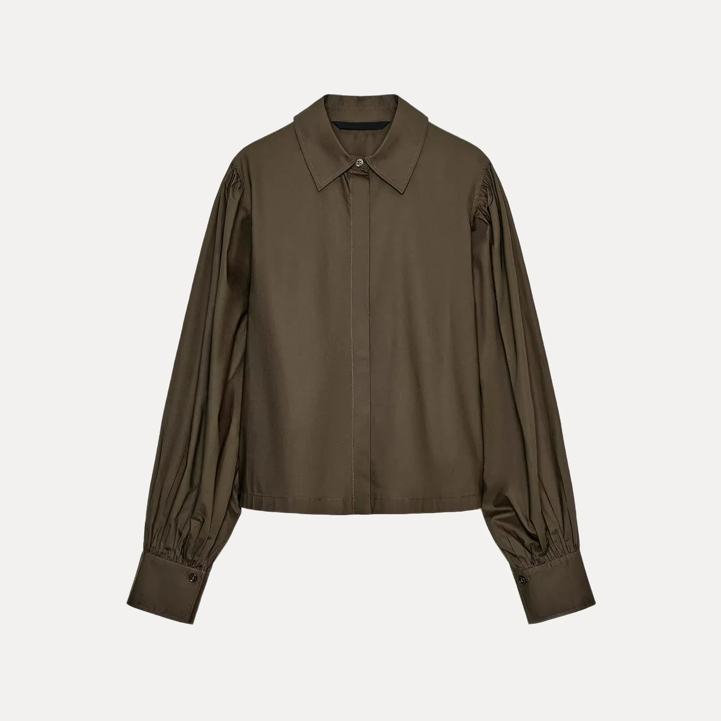 Faionable Bubble Sve irt Women's Sle Versatile 2025 Winter New Arrival Loose Fit Long Sve irt for Teen Girls