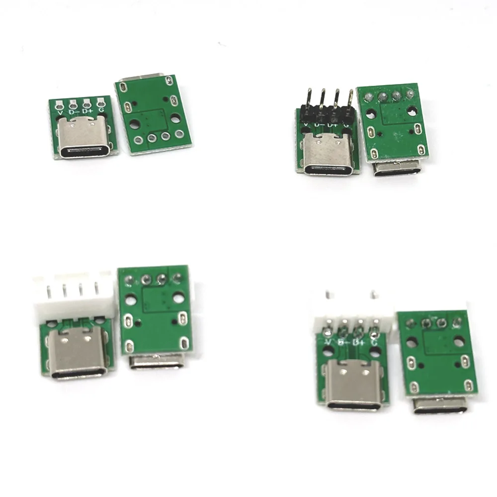 100PCS/lot 16 Pin USB TYPE-C to 2.54mm DIP PCB Connector Pinboard Test Board Solder Female Dip Pin Header Adapter