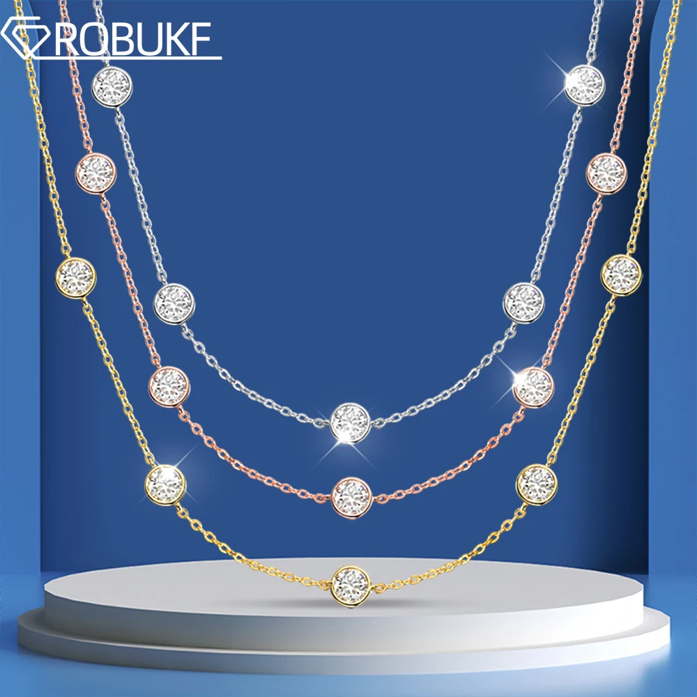 

5mm 5 Stones Bubble Moissanite Necklace GRA Certified S925 Silver 18k White Gold Plated Diamond Choker Chain Jewelry for Women