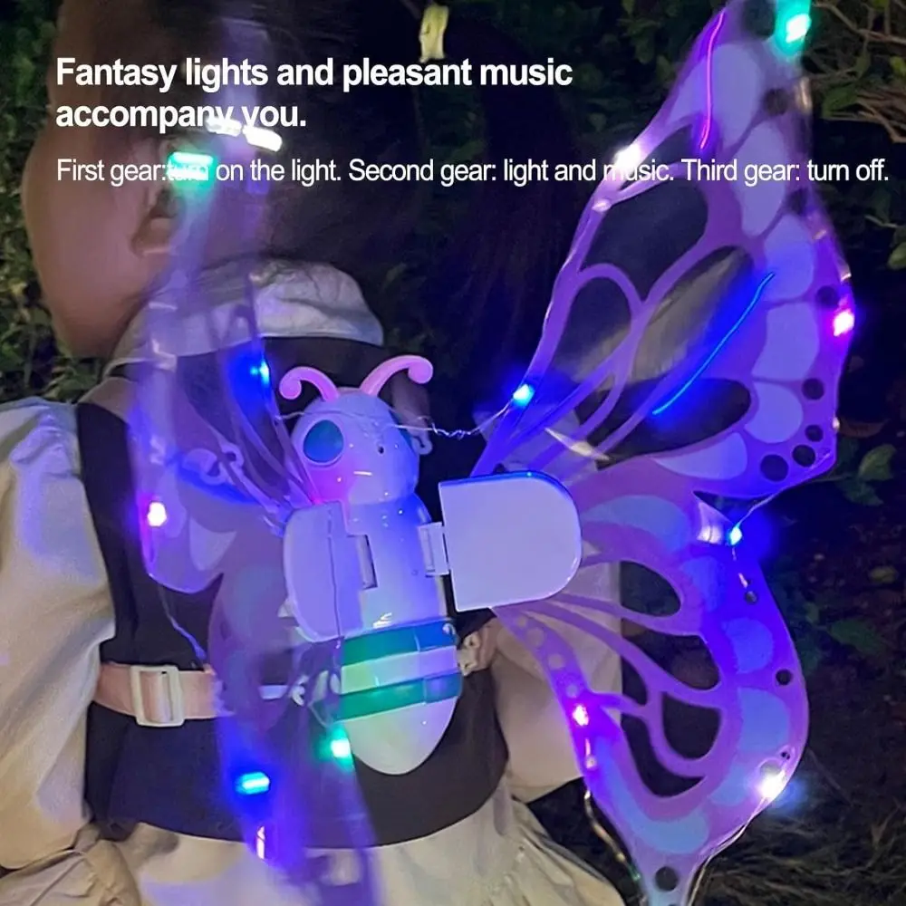 Luminous Glowing Light Up Fairy Wings with LED Lights Adjustable Straps Moving Butterfly Angel Wings Butterfly Elf Wings