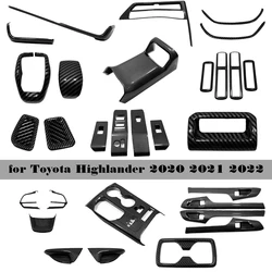 For Toyota Highlander Kluger XU70 2021 2022 Car Carbon fiber Color Interior Decoration Cover Stickers ABS Accessories