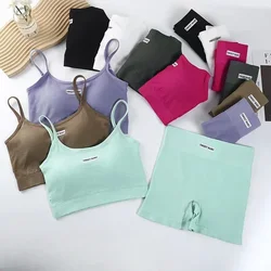 Womens Intimate Sexy Bra Bustier Shorts Set Camisole Padded Tank Top Female Slim Sports Underwear Pants Suit Summer Lingerie