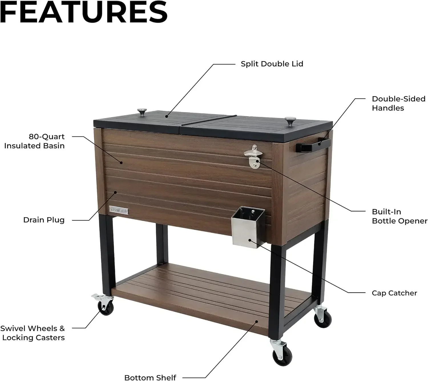 

Hot SalesHot Sales 80-Quart Outdoor Patio Cooler With Wheels | Beverage Rolling Cooler For Backyard Deck