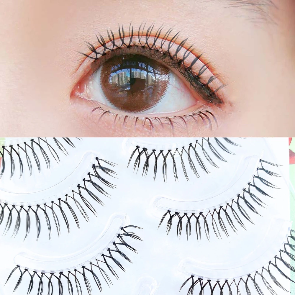 New Korean Girl Group False Eyelashes U-shaped Transparent Stem Eyelashes 3D V-shaped Soft Natural Mink Lashes Daily Makeup Tool