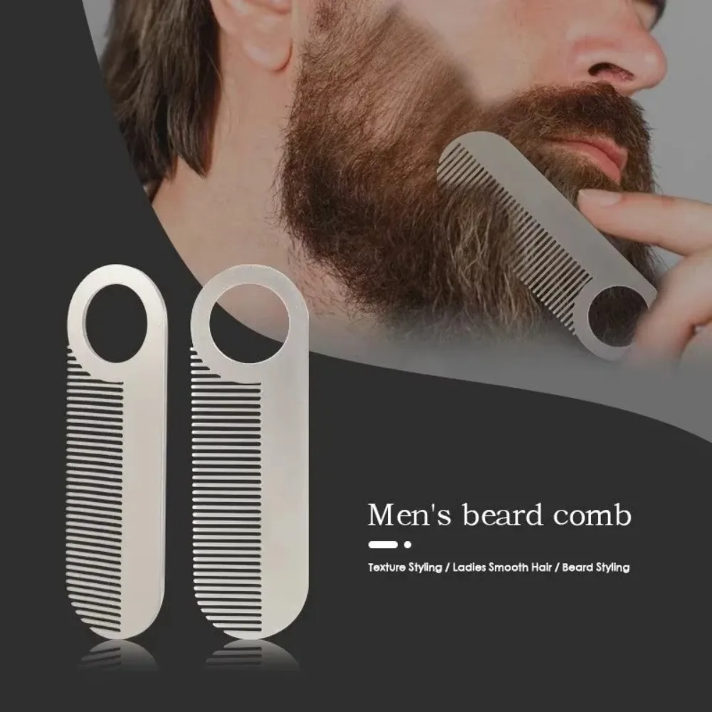 Stainless Steel Men's Beard Comb Portable Pocket Size Oil Head Comb Hair Comb Mini Silver Mustache Care Shaping Tools for Barber