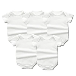 5PCS/LOT Summer Baby Bodysuits Newborn Baby Clothing Cotton White color Kids Jumpsuits Baby boy Girl clothes Infant Costume