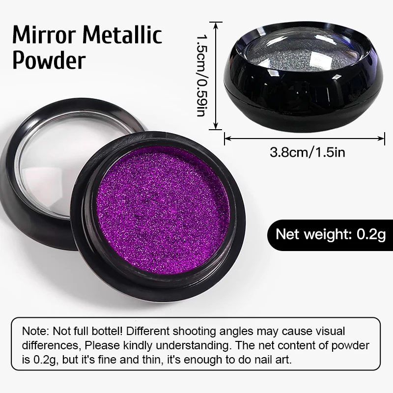 8 Cores Metálico Chrome Nail Powder Magic Mirror Gold Silver Decor Rubbing Glitter Pigmento Flocos Manicure Nail Accessories