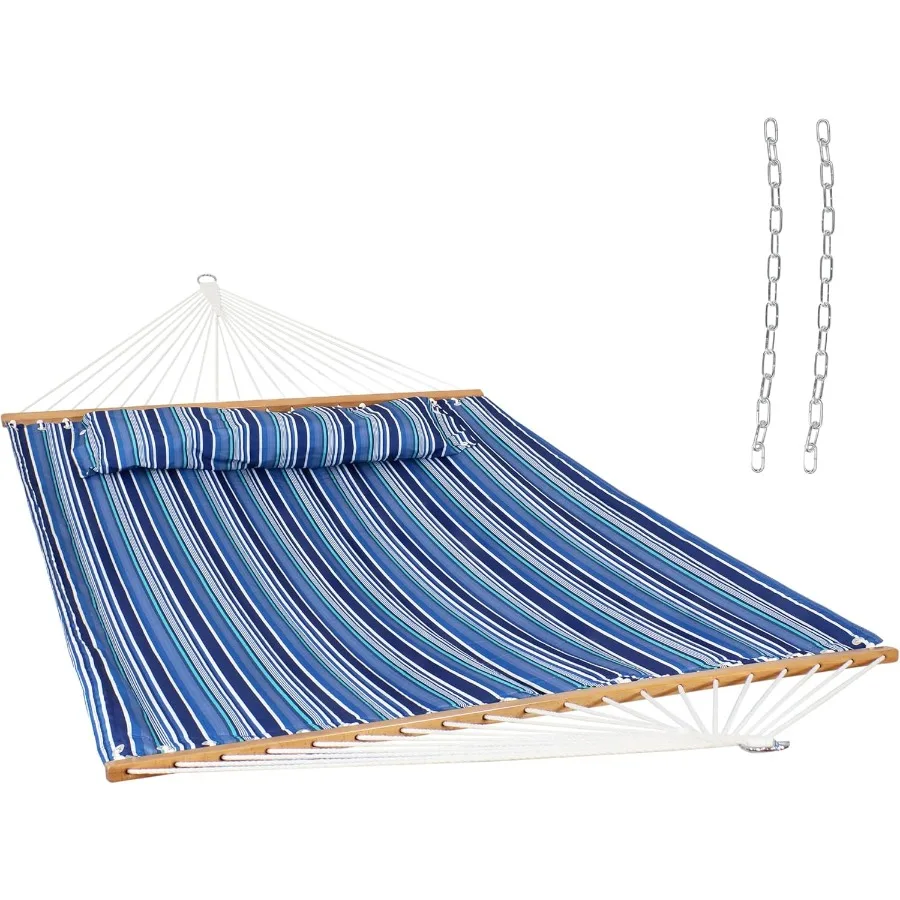 Hamaca acolchada para exteriores Sunnydaze con barras esparcidoras, hamaca doble resistente con capacidad de 450 libras para exteriores, St